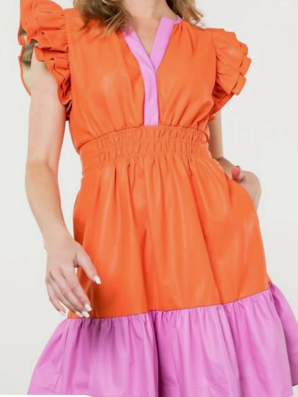 THML Orange Dress with Pink Trim